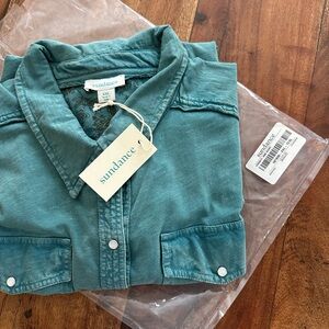 ☀️ NWT SUNDANCE Teal Christy Ann Shirt